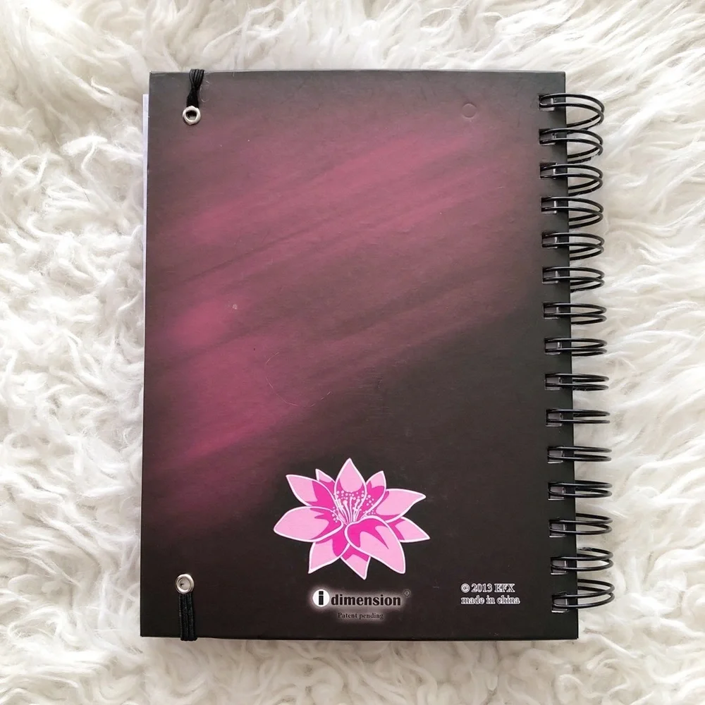 New Black & Pink Lotus Thick Purple Paper Journal 8x6
